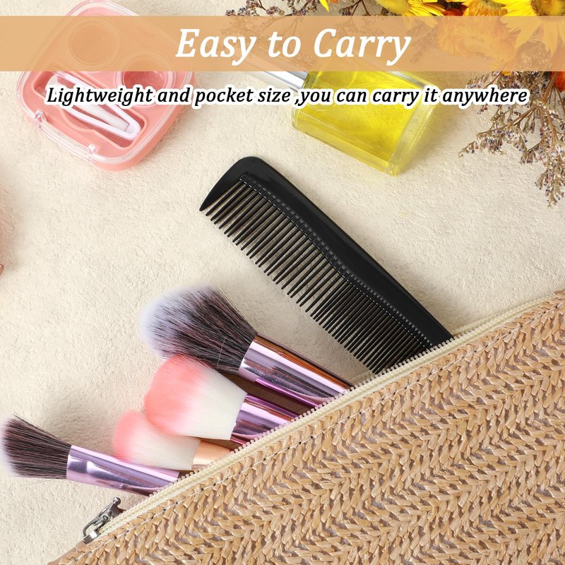 Oqqlin 300 Pcs Hair Combs Bulk, 5 Inch Black Plastic Combs for Men, Women Reusable Pocket Comb with Fine and Wide Tooth for Travel, Hotel, Beard, Homeless, All Hair Types