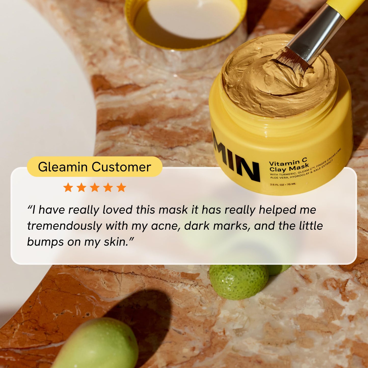 Gleamin Vitamin C Clay Mask for Dark Spots 2.5oz Brightening Clay Face Mask