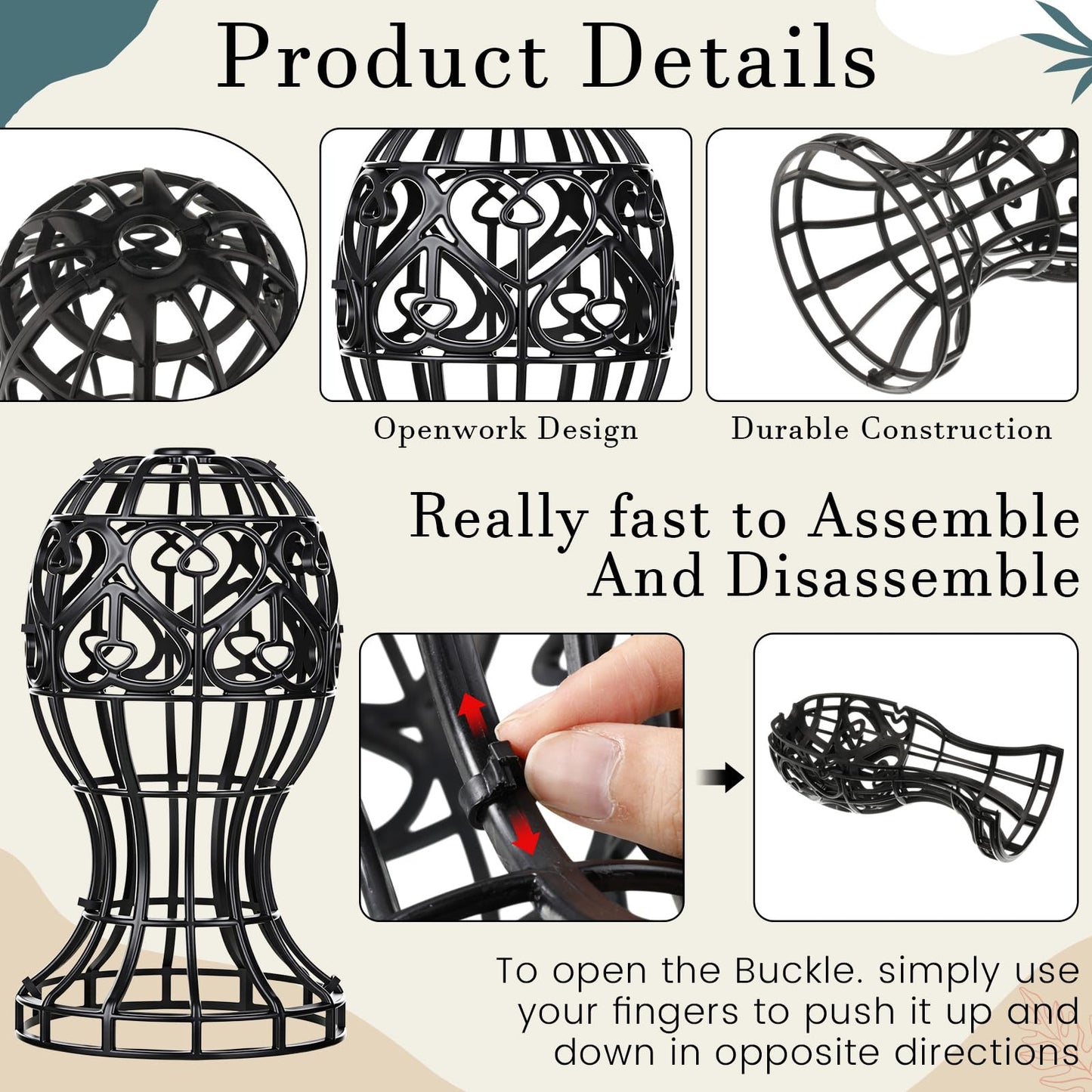 Otoolling 12 Pack Wig Stand Portable Plastic Wig Holder Head Shaped Cutout Design Black Hat Display Stand for Multiple Fake Hair and Hats Storage Organize for Home Salons Business Showcase