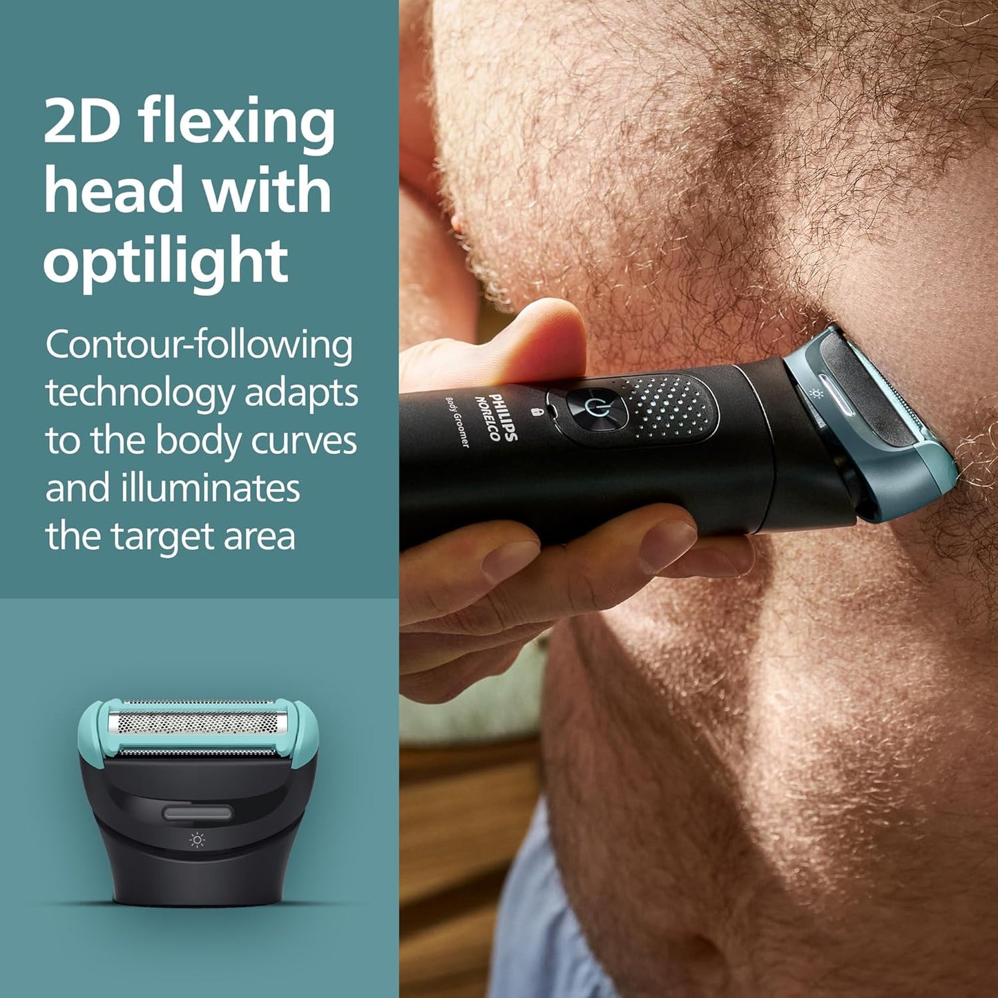 Philips Norelco Body Groomer 9000 Series - Men's Body Hair Trimmer & Intimate Shaver | Showerproof, Adjustable Back Attachment, BG9480/50