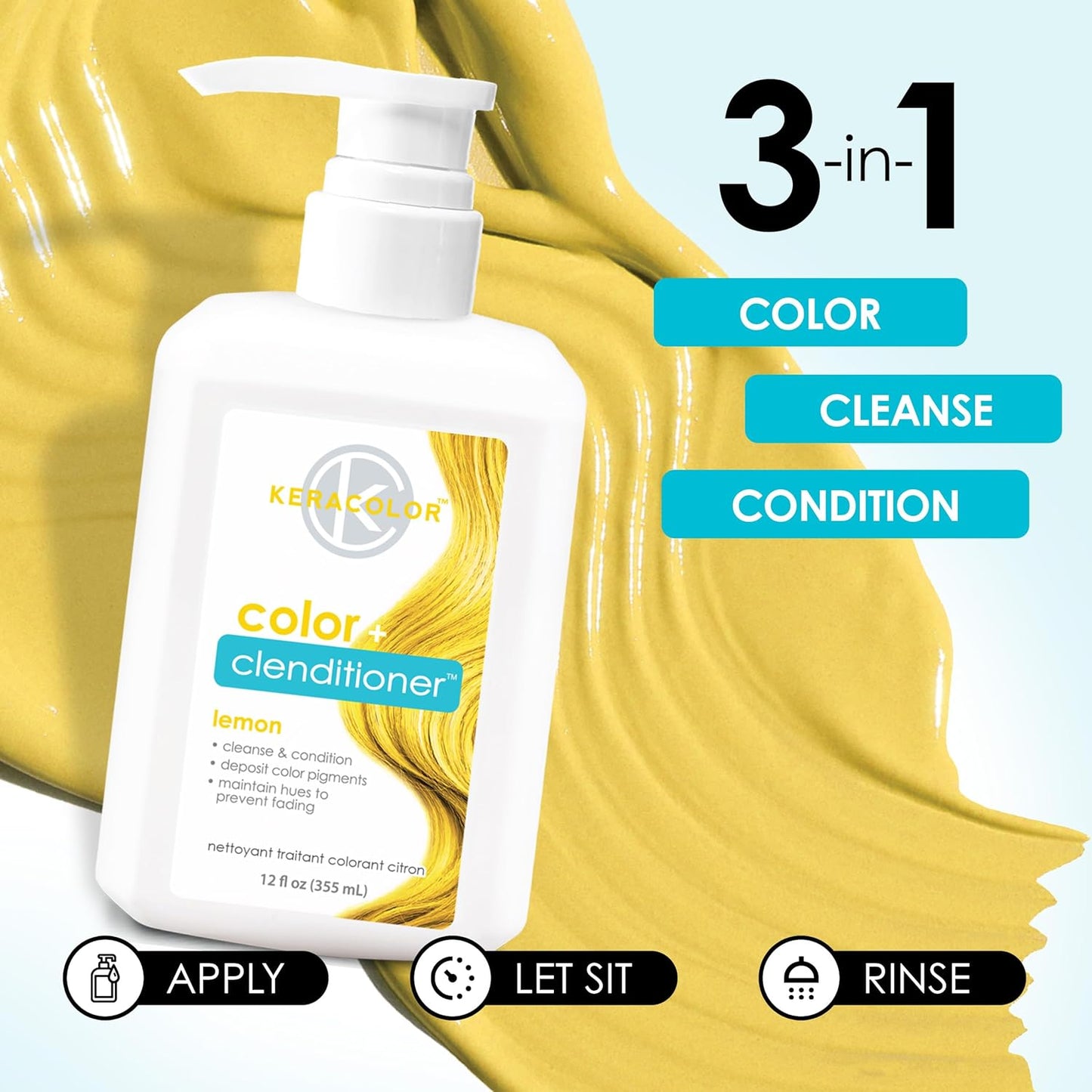Keracolor Color + Clenditioner - 3-in-1 Color-Depositing Conditioner for Vibrant Hair | 12 Fl Oz, 23 Shades Available