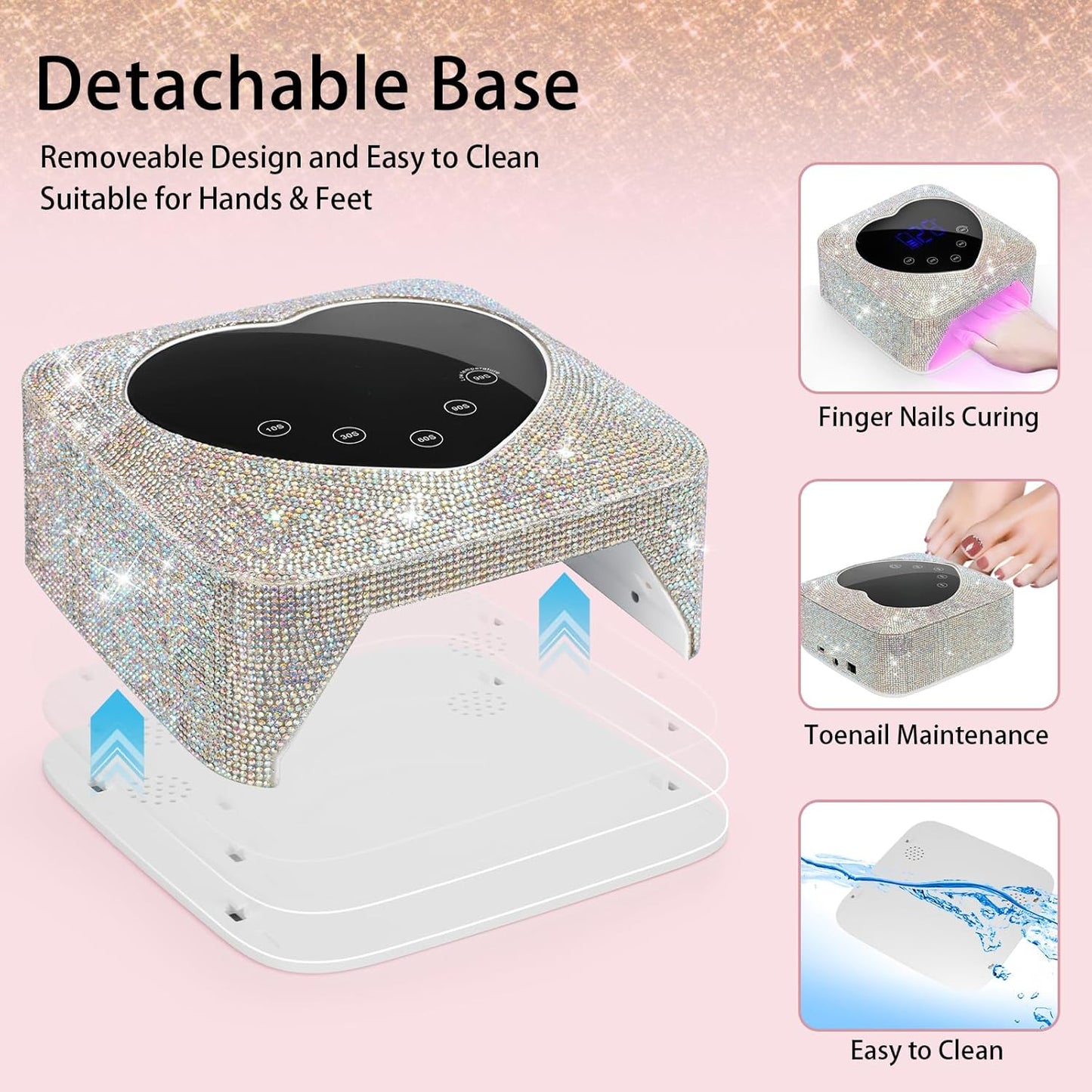 UV LED Nail Lamp - 72W Professional Gel Nail Curing Light with 4 Timer Settings & 30 Beads | Rechargeable Design