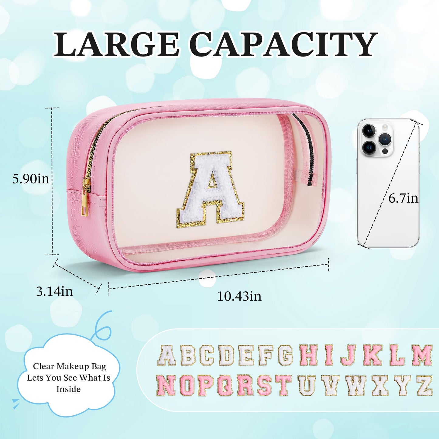 YOOLIFE Personalized Teen Girl Gifts Initial Cute Cosmetic Makeup Bag
