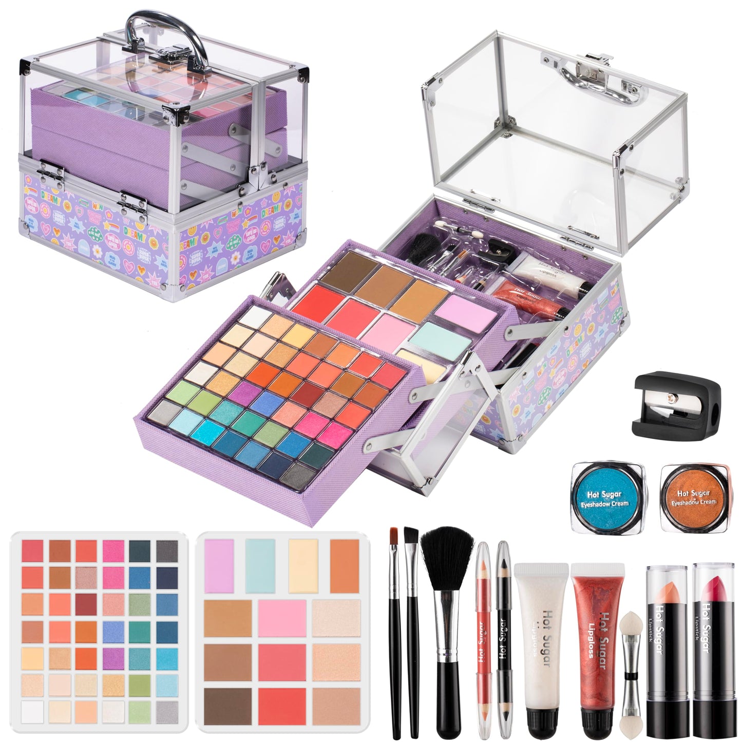 Hot Sugar Make Up Kit for Girls 13-15, Beauty Box for Birthday Parties Makeovers & Christmas (Sticker)
