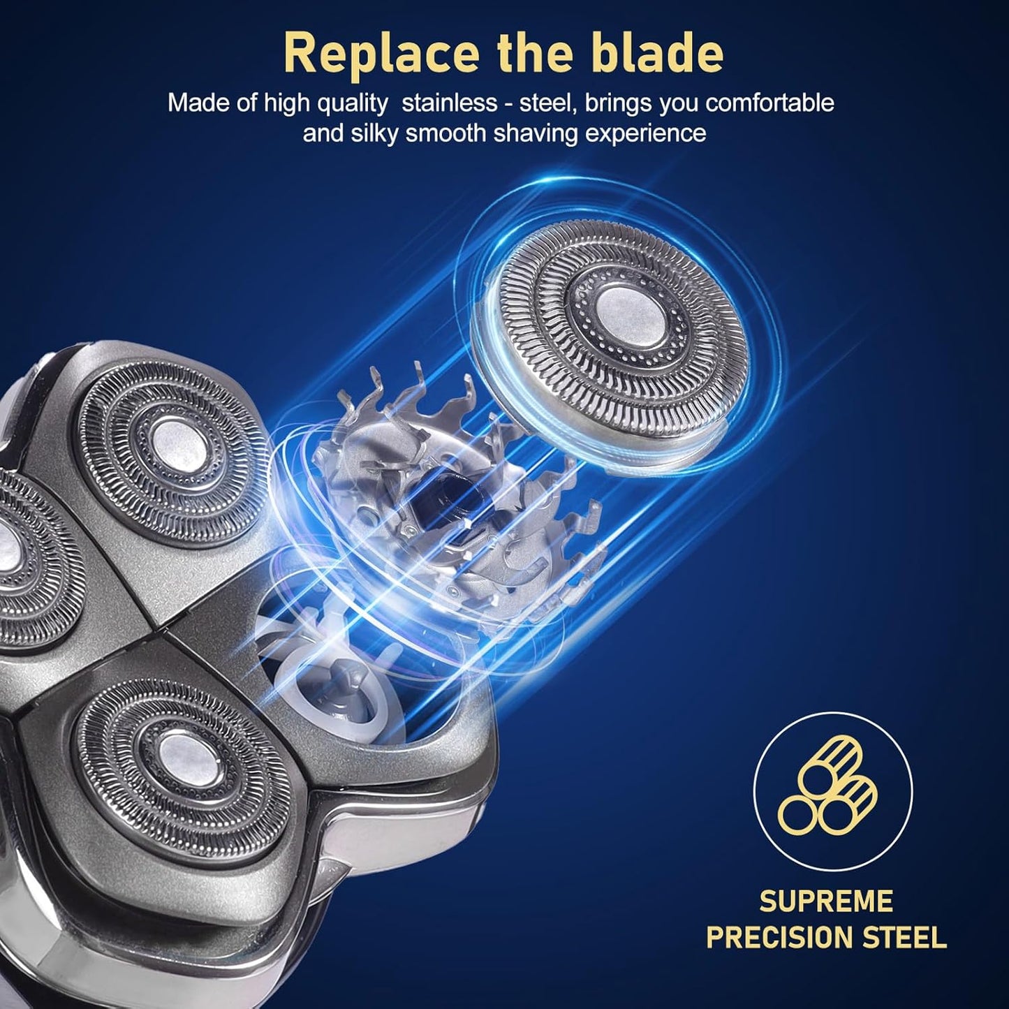 Skull Shaver Replacement Blades - 4-Pack Triple-Ring Heads for Pitbull Gold/Silver/Platinum Pro Shaver
