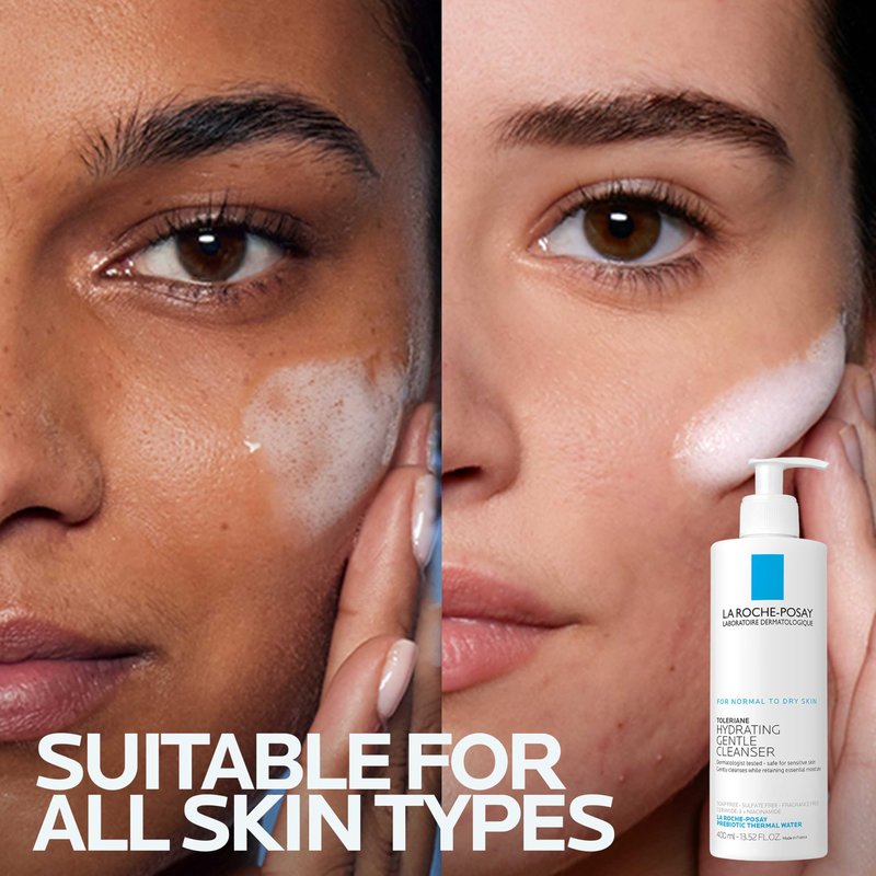 La Roche-Posay Toleriane Hydrating Gentle Facial Cleanser, Daily Face Wash with Ceramide and Niacinamide for Normal to Dry Sensitive Skin, Oil-Free, Fragrance Free
