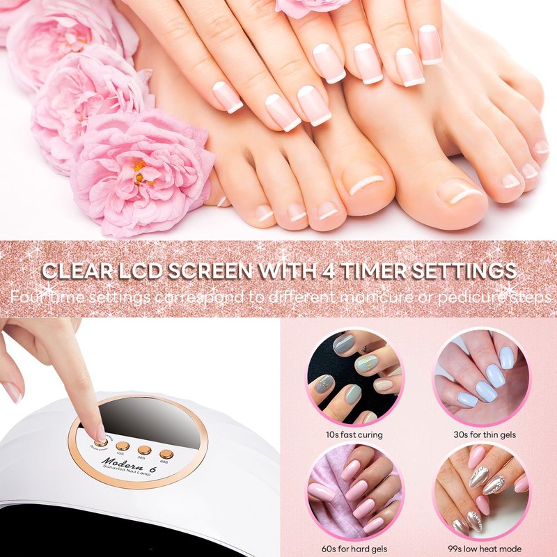 HeerMua Professional UV Light for Nails, 268W LED UV Nail Lamp for Gel Nail Polish with 4-Timer Auto Sensor, Large Space Gel Nail Lamp for 2 Hands with 69 PCS LED Beads, Nail Dryer for Salon & Home