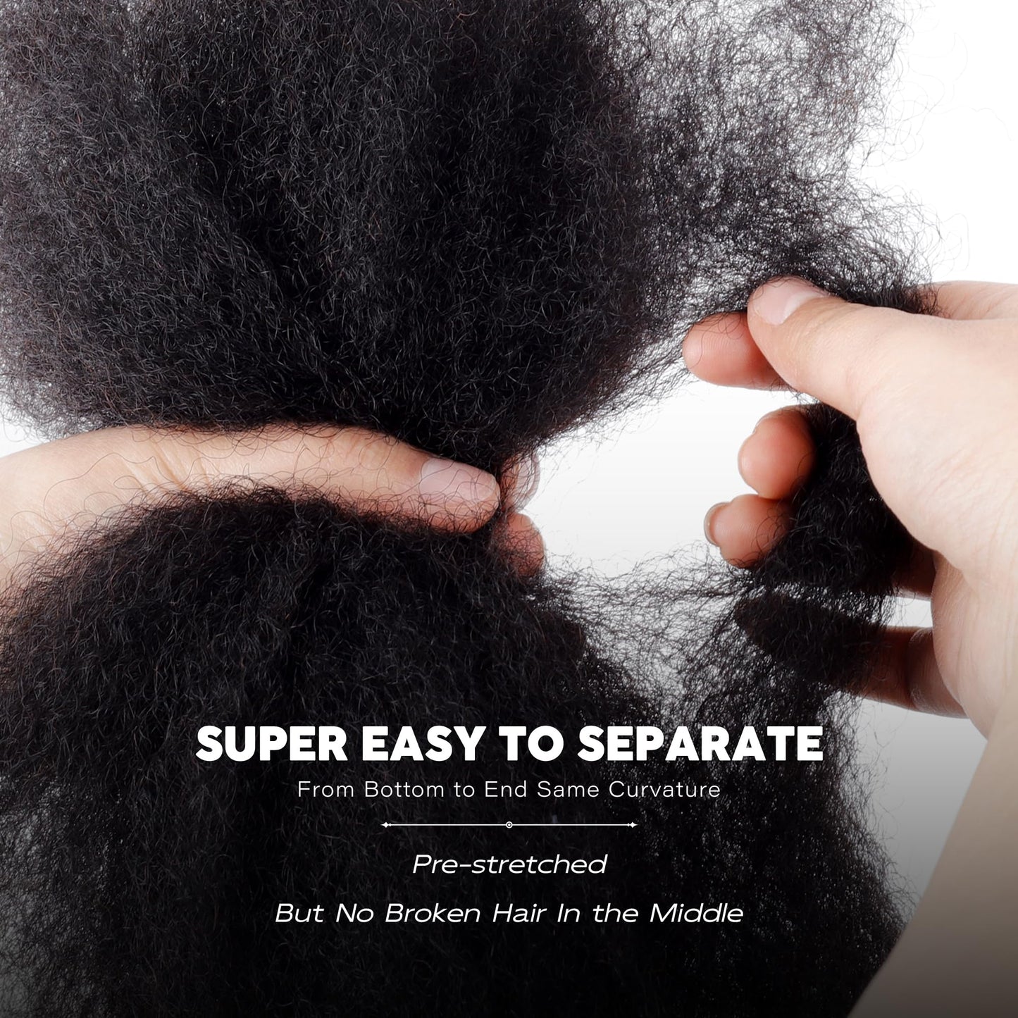 BLL Afro Kinkys Bulk Human Hair-100% Human Hair for Mini Twist Braiding Dreadlock Loc Extensions Afro Kinky Curly Hair Bulk Black Color (4#, 16 Inch (Pack Of 1))