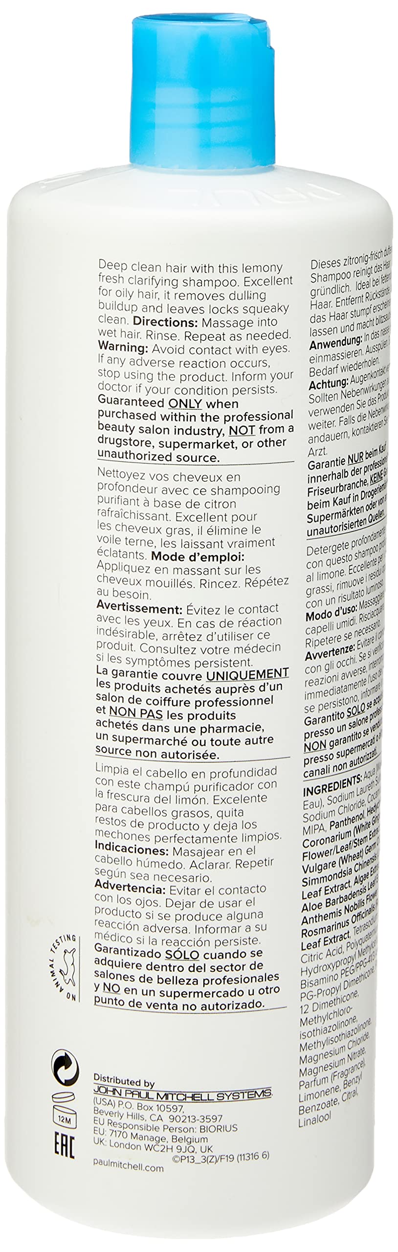 Paul Mitchell Shampoo Two, Clarifying, Removes Buildup, For All Hair Types, Especially Oily Hair