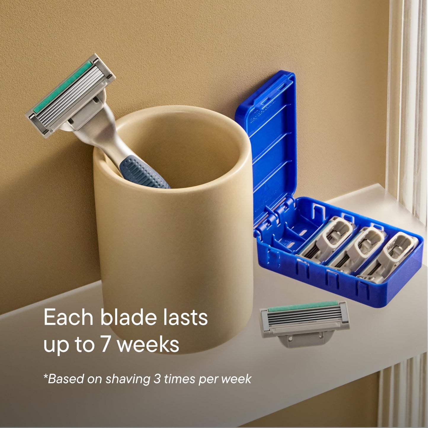Harry's Plus Shaving Kit for Men - Premium Handle, 5 Razor Blade Cartridges, Foaming Shave Gel, and Travel Blade Cover - TSA Approved Travel Essentials - Advanced Pivoting System - Clay