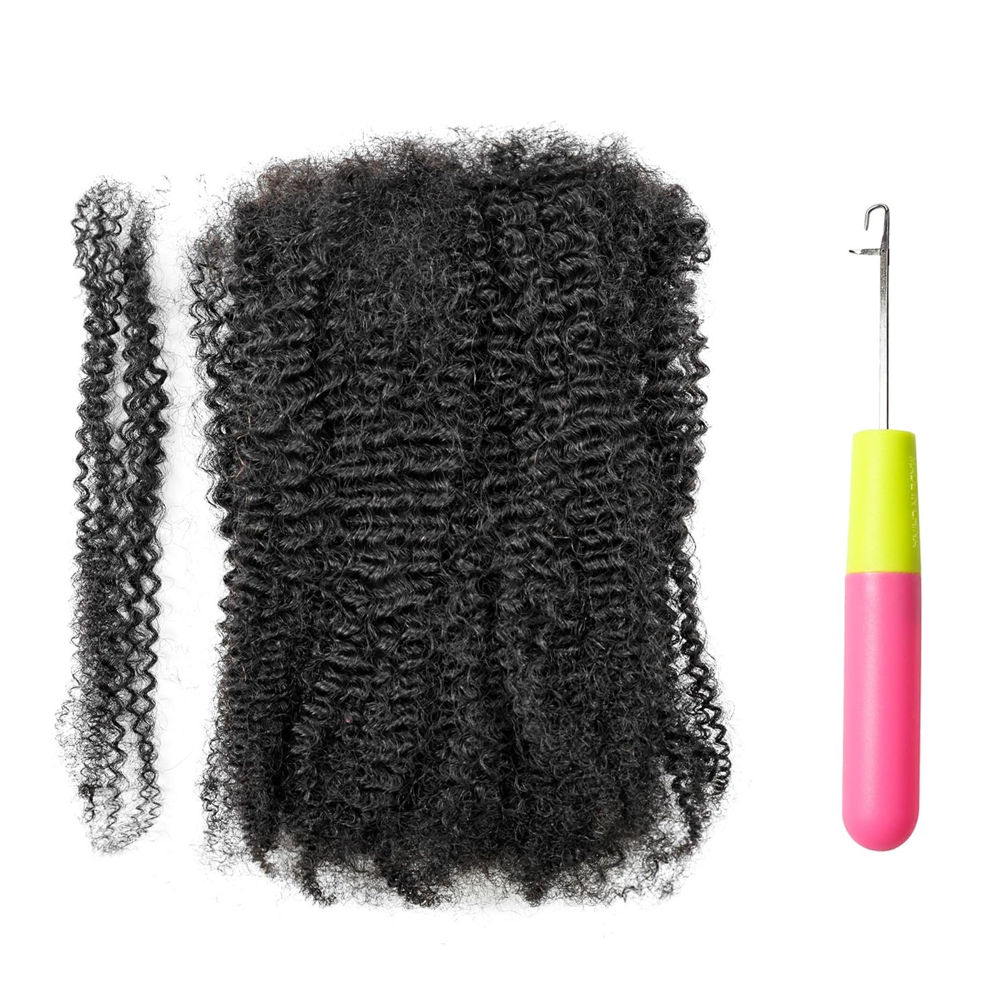 EV&ET Pre-sretched Afro Kinkys Bulk Human Hair Human Hair for Locs/Twists/Braids/Repair Locs Afro Kinky Curly Bulk Can Bleach And Dye (Natural black, 12inch 50g)