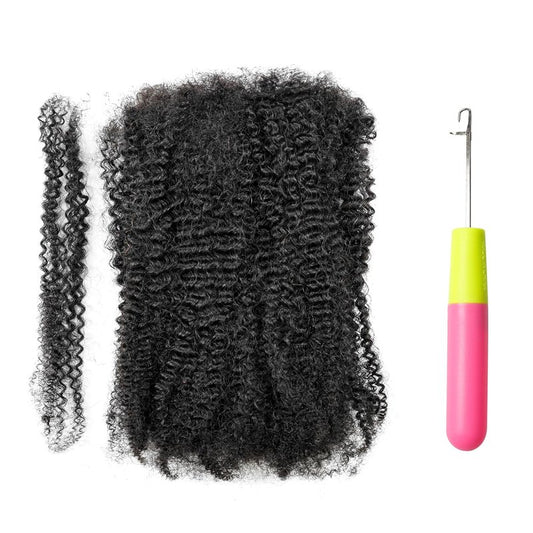 EV&ET Pre-sretched Afro Kinkys Bulk Human Hair Human Hair for Locs/Twists/Braids/Repair Locs Afro Kinky Curly Bulk Can Bleach And Dye (Natural black, 12inch 50g)