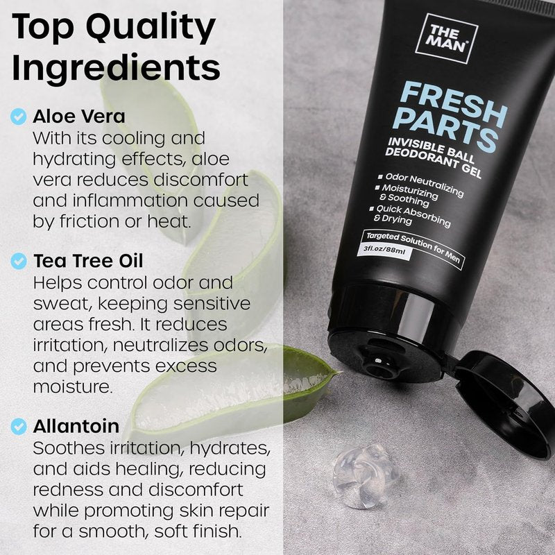 Invisible Ball Deodorant Gel for Men - Odor Control & Intimate Hygiene | Quick-Drying, Non-Sticky Formula (3 fl. oz)