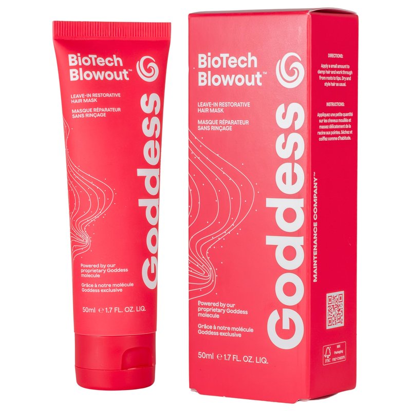 Biotech Blowout Leave-In Restorative Hair Mask 1.7 Fl Oz, Style & Heat Protectant (up to 450°F), 8-Hour Style, Frizz Control, for Damage Heat, Bleach, Colour & Chemical Stress, by Goddess Maintenance