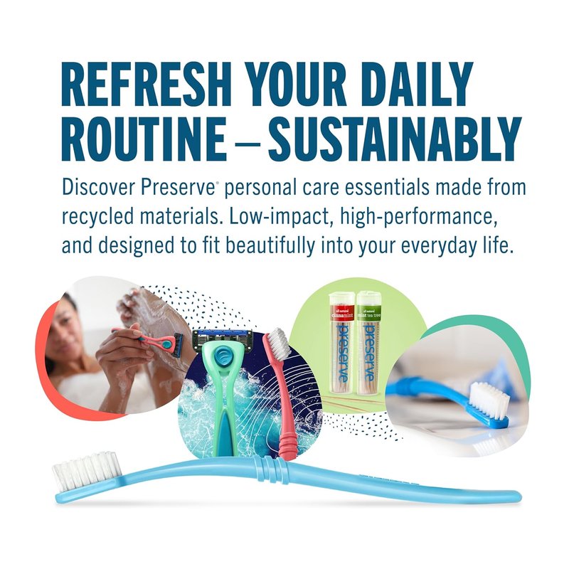 Eco-Friendly Adult Toothbrushes - Ultra Soft Bristles | Recycled Plastic, 6 Count, Made in USA