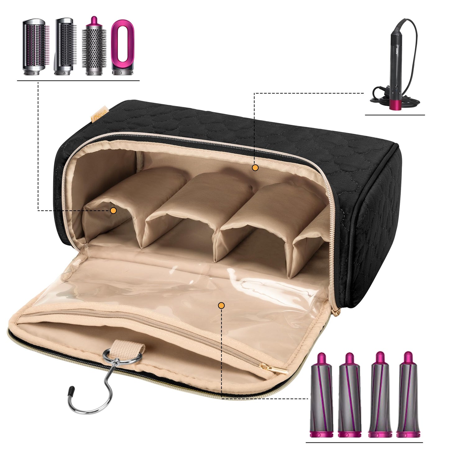 Yarwo Travel Case Compatible for Dyson Airwrap Multi-Styler and Attachments