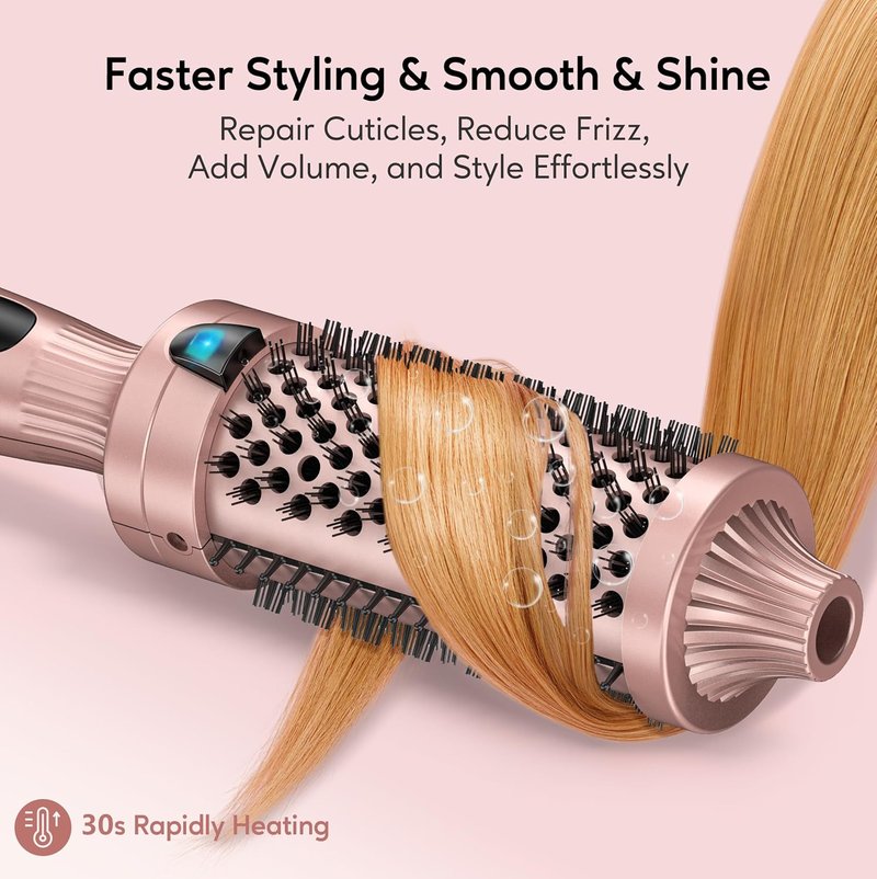 Terviiix Thermal Brush - 1.77 Inch Double MCH Ceramic Hot Brush | Ionic 2-in-1 Curling Wand with Digital Display & 9 Temperatures for Long Hair