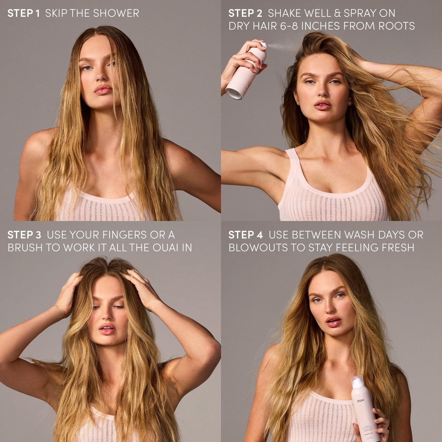 OUAI Super Travel Size Dry Shampoo - Volumizing Dry Shampoo - Absorbs Oil, Dirt & Sweat - Blends Seamlessly into Hair with Zero Residue & Enriched with a Long-Lasting Scent - Melrose Place (2 oz)