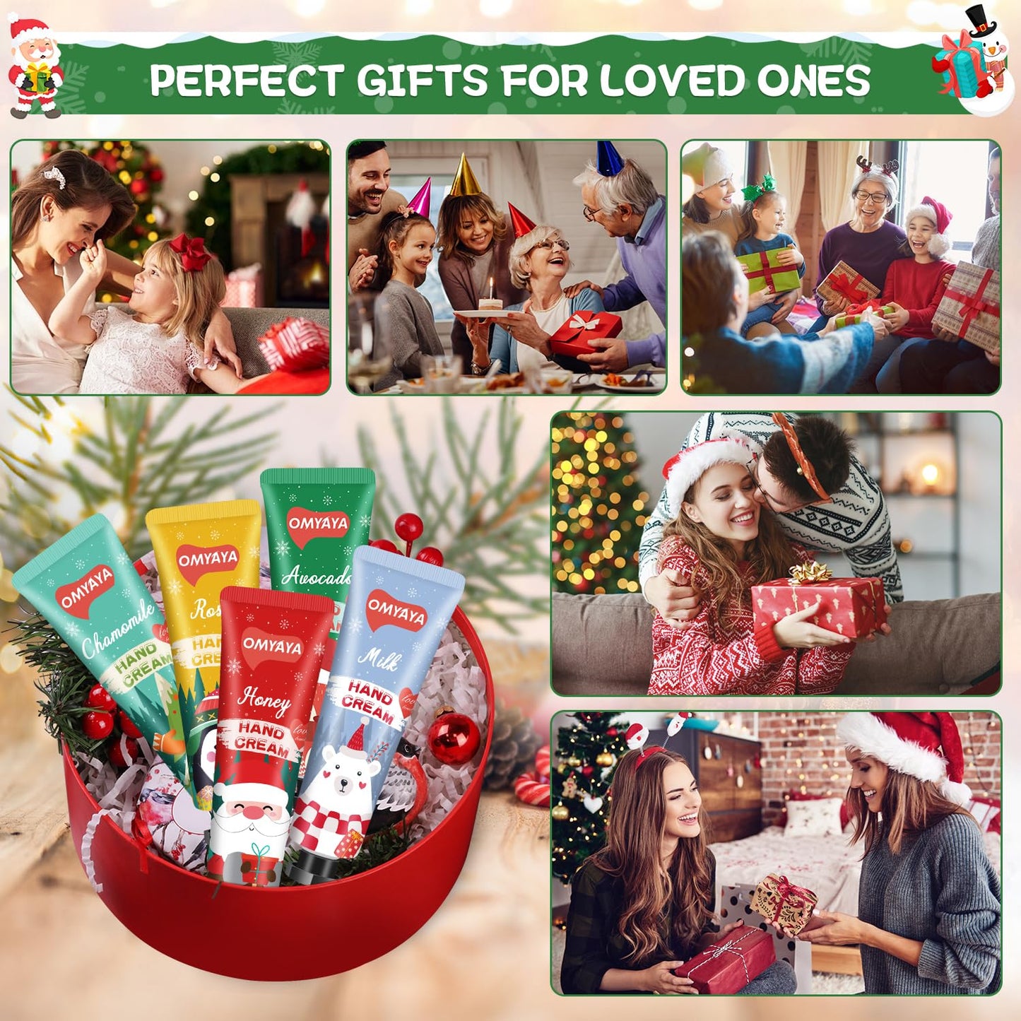 Christmas Hand Cream Gift Set - 70 Pack Mini Lotion for Dry Hands | Perfect Stocking Stuffers for Women & Coworkers