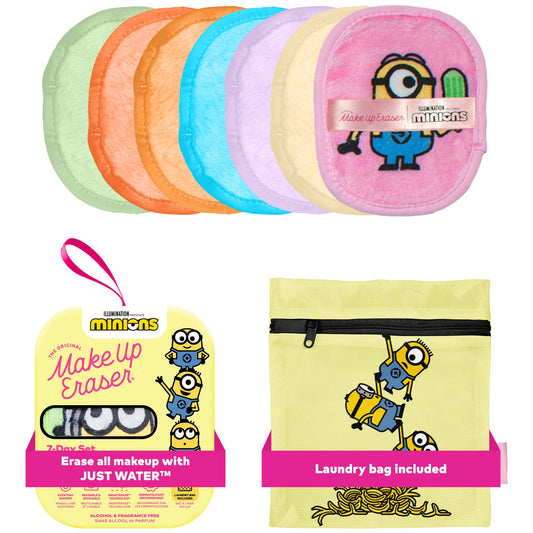 The Original MakeUp Eraser 7-Day Set, Erase All Makeup With Just Water, Including Waterproof Mascara, Eyeliner, Foundation, Lipstick, Sunscreen, and More! (Minions), 7ct.