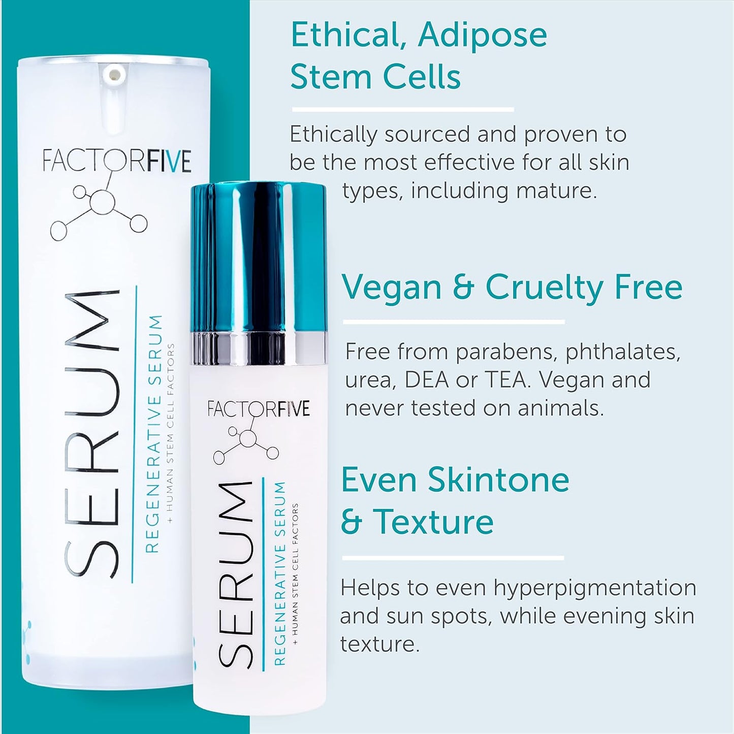 Factorfive Regenerative Serum - Stem Cell Growth Factors for Skin Tightening & Wrinkle Reduction | 1 fl oz/30ml