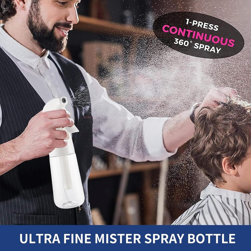 TANSHINE Continuous Spray Bottle - Ultra Fine Mist Hair & Plant Sprayer | Refillable 6.8oz Clear Plastic