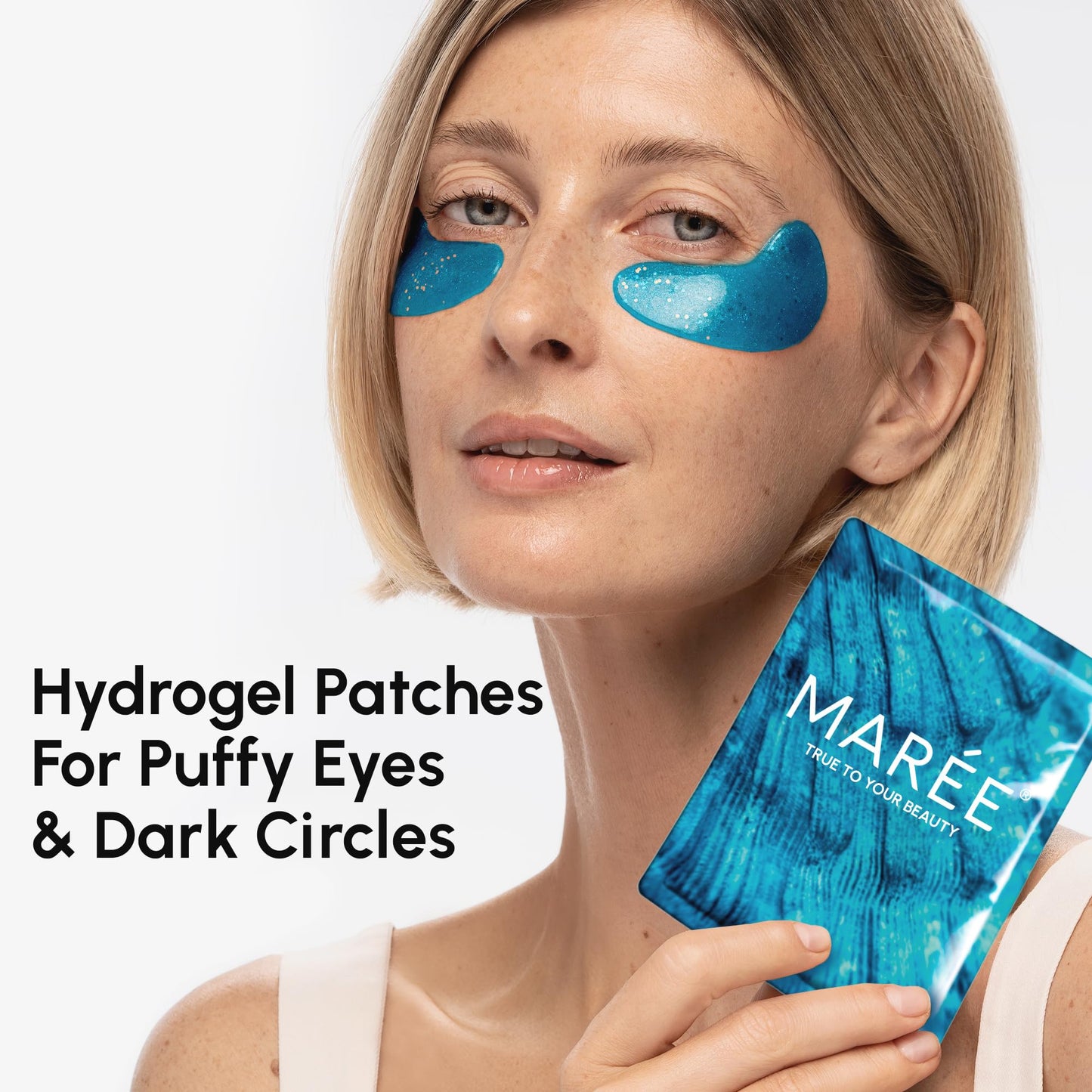 MAREE Eye Gels & Acne Сlearing Devices Bundle - Under Eye Gels for Puffy Eyes and Dark Circles, Hydrocolloid Acne Therapy Device - Marine Collagen & Hyaluronic Acid, Green Algae Extract & Tea Tree Oil