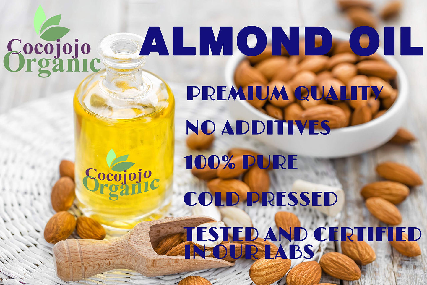 cocojojo Sweet Almond Oil - Face Skin Hair Cold Pressed 32 oz Natural Pure Massage Antioxidant Extra Virgin Unrefined