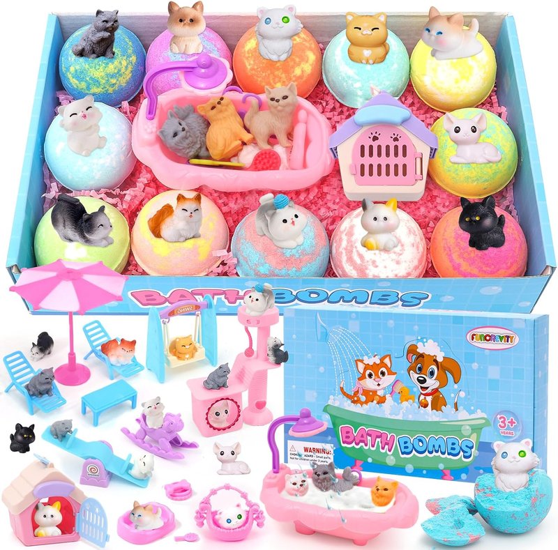 Kids Bath Bombs with Surprise Toys - Handmade Fizzy Bubble Bath Gift Set for Boys & Girls | Fun & Colorful