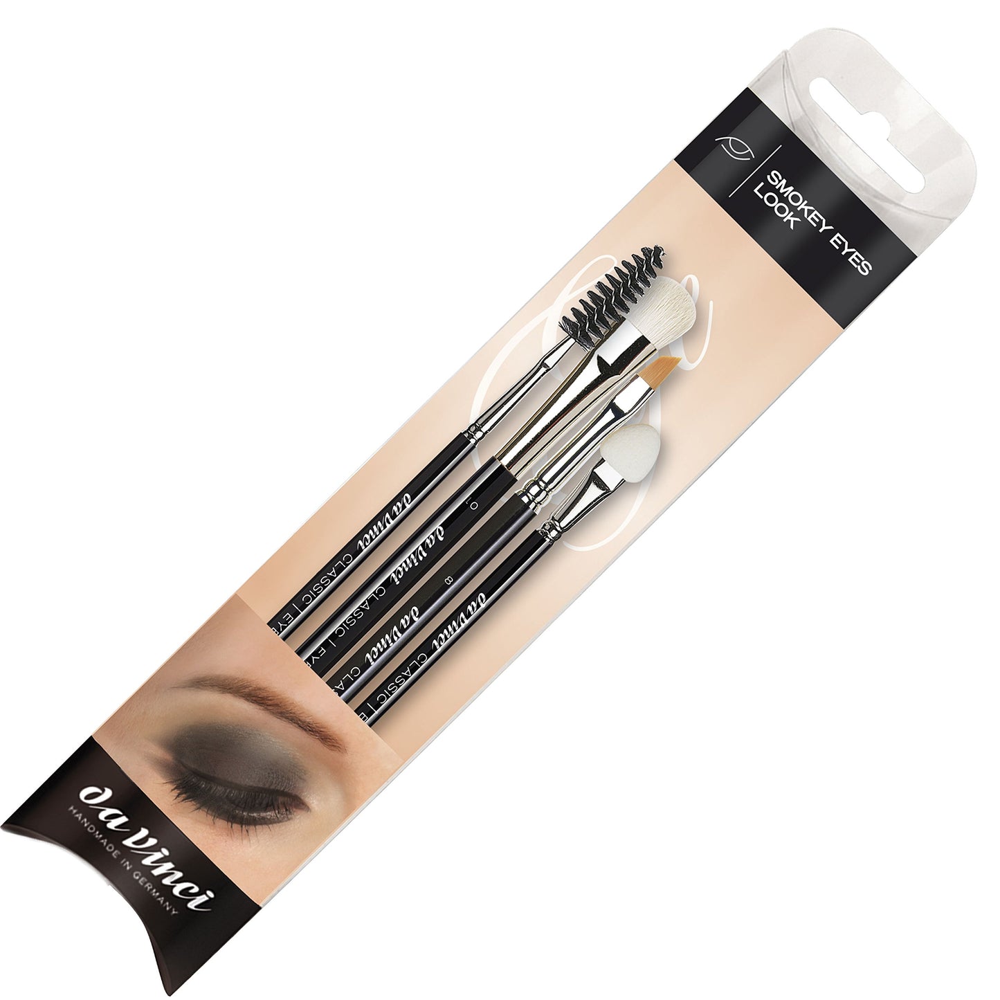 da Vinci Cosmetics Series 4803 Classic Smokey Eyes Look Brush Set with Eyeliner, Blender, Eyelash Brush, and Applicator, Multiple Sizes, 46.2 Gram, 4 Brushes