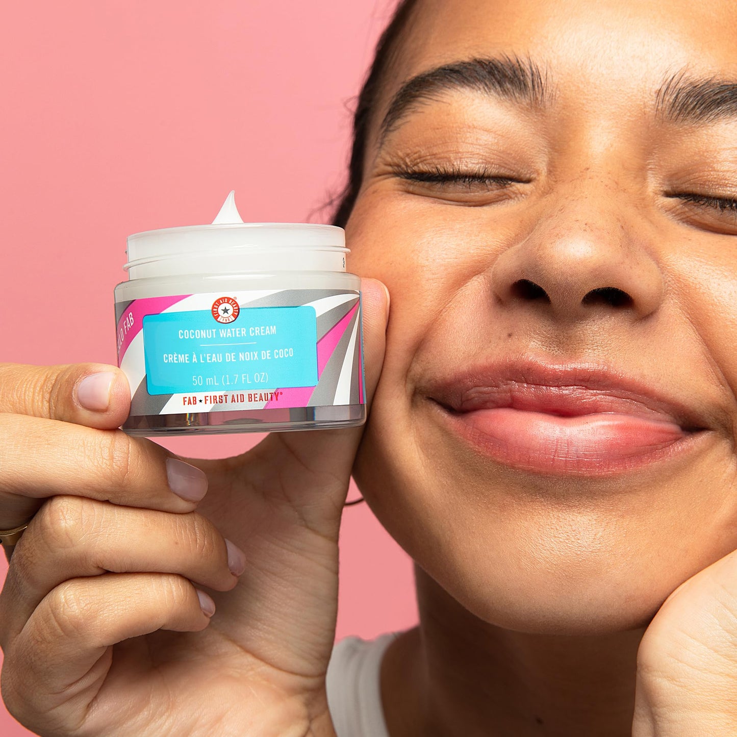 First Aid Beauty Hello FAB Coconut Water Cream – Lightweight Oil-Free Face Moisturizer 1.7 oz.