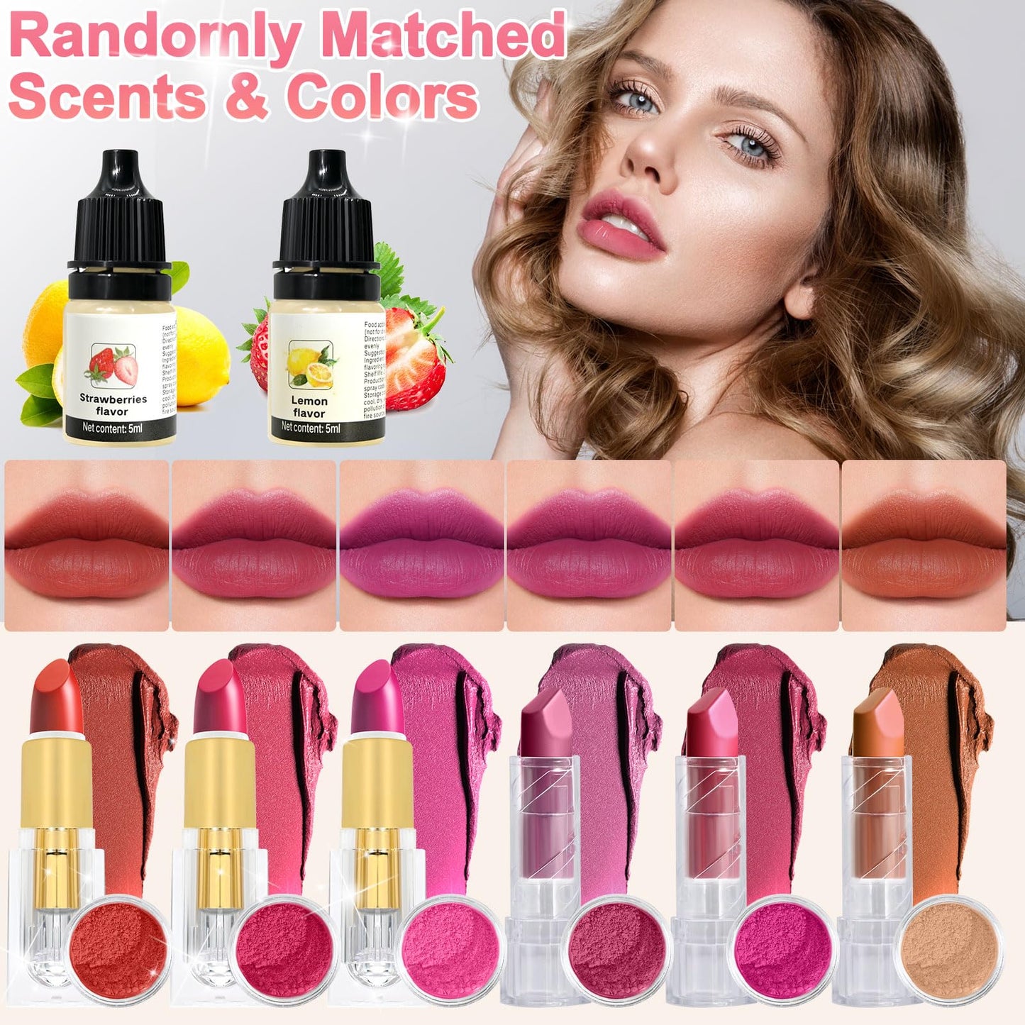 JUYRLE Lipstick Making Kit- 47Pcs DIY Matte Velvet Lipstick Set, Lip Gloss Kit, Make Your Own Lip Stain Kit with Beeswax Long-Lasting Quick-Drying Non-Stick Cup Lip Makeup Gift Kit for Women Beginner