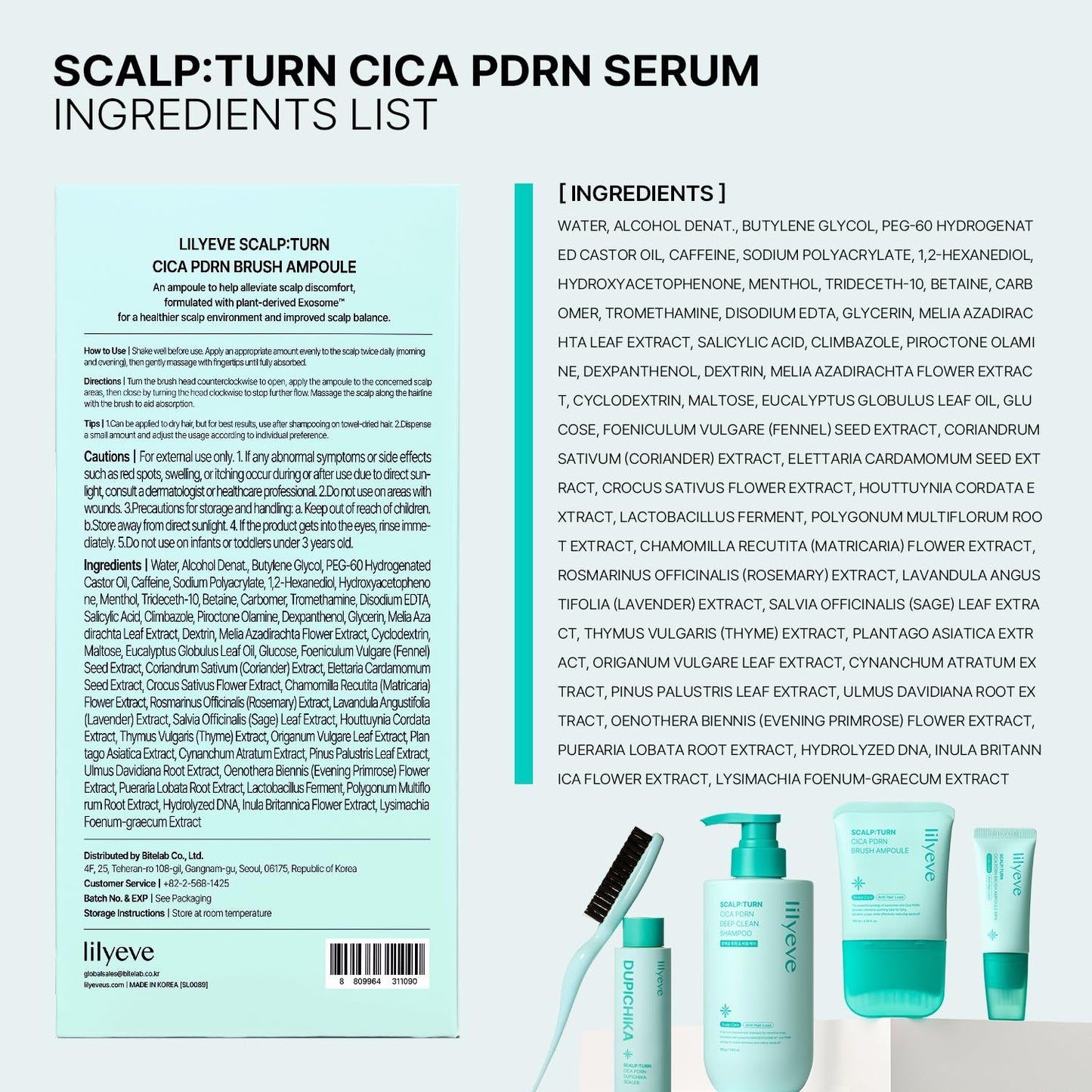 lilyeve SCALPTURN Cica PDRN Scalp Serum with Built-in Brush, PDRN to Strengthen Hair Roots, Itchy Scalp Relief, Dry Scalp Hydration - Korean Hair Care, 3.38 fl.oz
