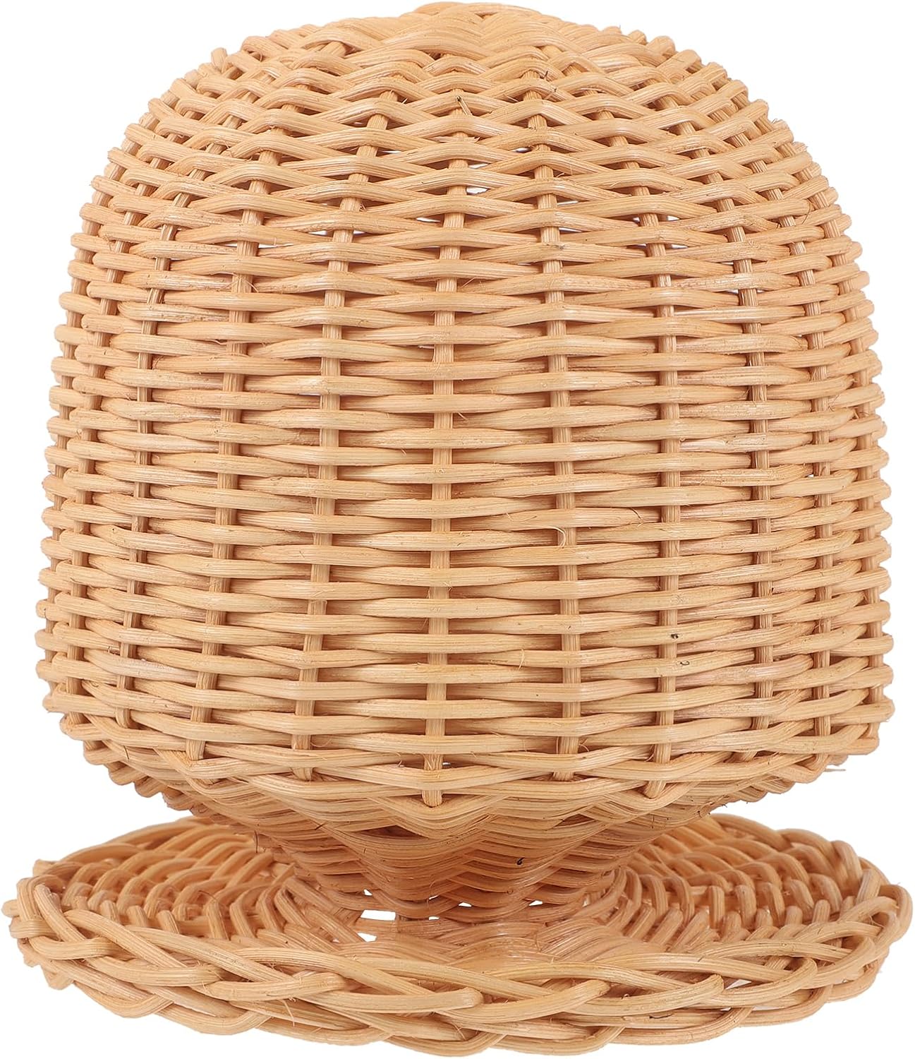 Rattan Hat Display Stand - Dome Shape Wicker Mannequin Head Holder for Hats & Wigs | Stylish Home Décor