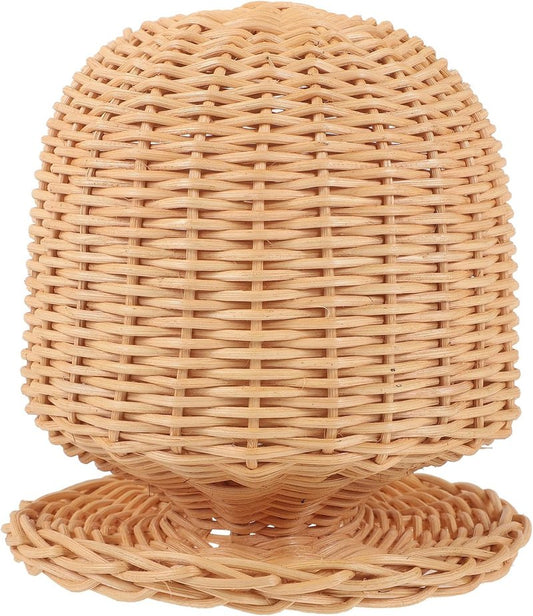 Rattan Hat Display Stand - Dome Shape Wicker Mannequin Head Holder for Hats & Wigs | Stylish Home Décor