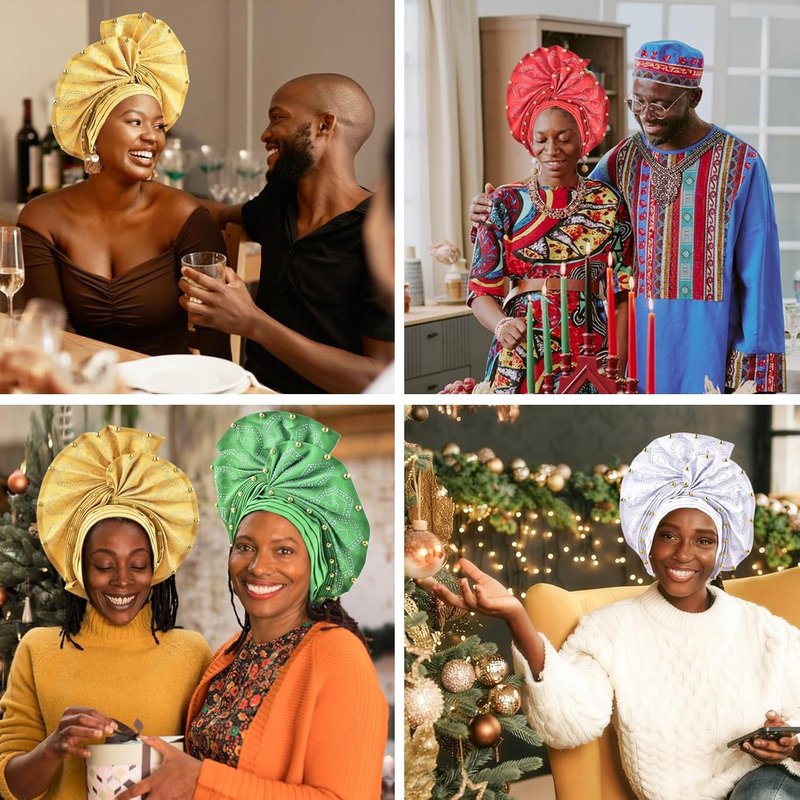 African Gele Head Wrap for Women - Elegant Nigerian Turban for Weddings & Events | Versatile Styles