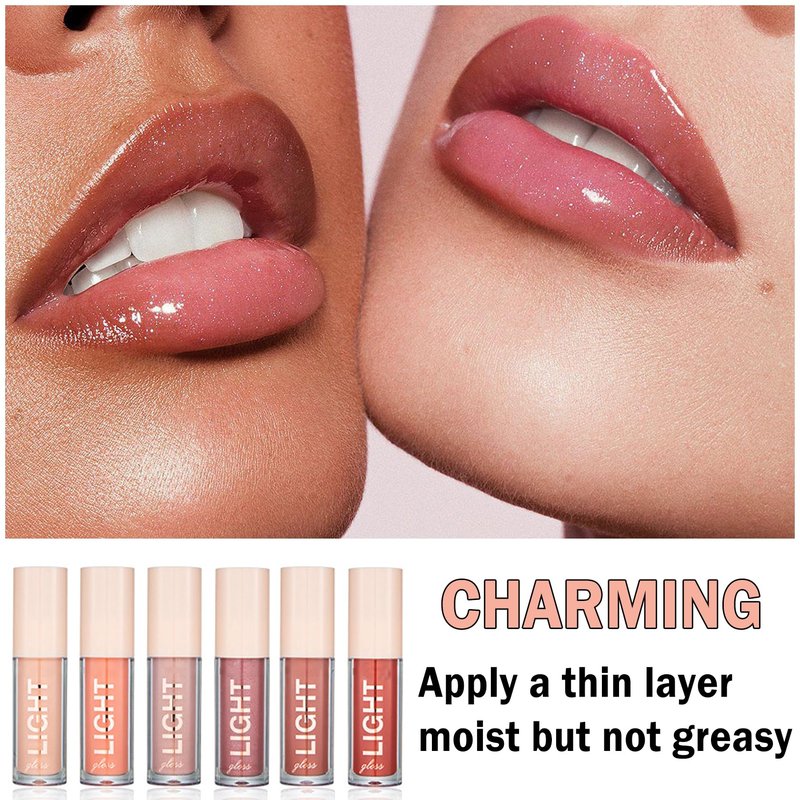 CAHIUYOA Light Lipgloss 6PCS Lip Gloss Set,Nude Pink Lip Gloss Kit Shine Glossy and Moisturizing,Lip Plumping Lip Gloss Pack Bulk Liquid Lipstick for Women Girls-Set B