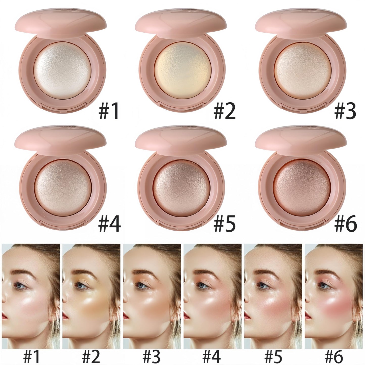 MAEPEOR Baked Highlighter Buildable Lightweight Natural Look Baked Highlighter Powder Palette, Highlight Face for a Shimmery or Matte Finish (Color 05)