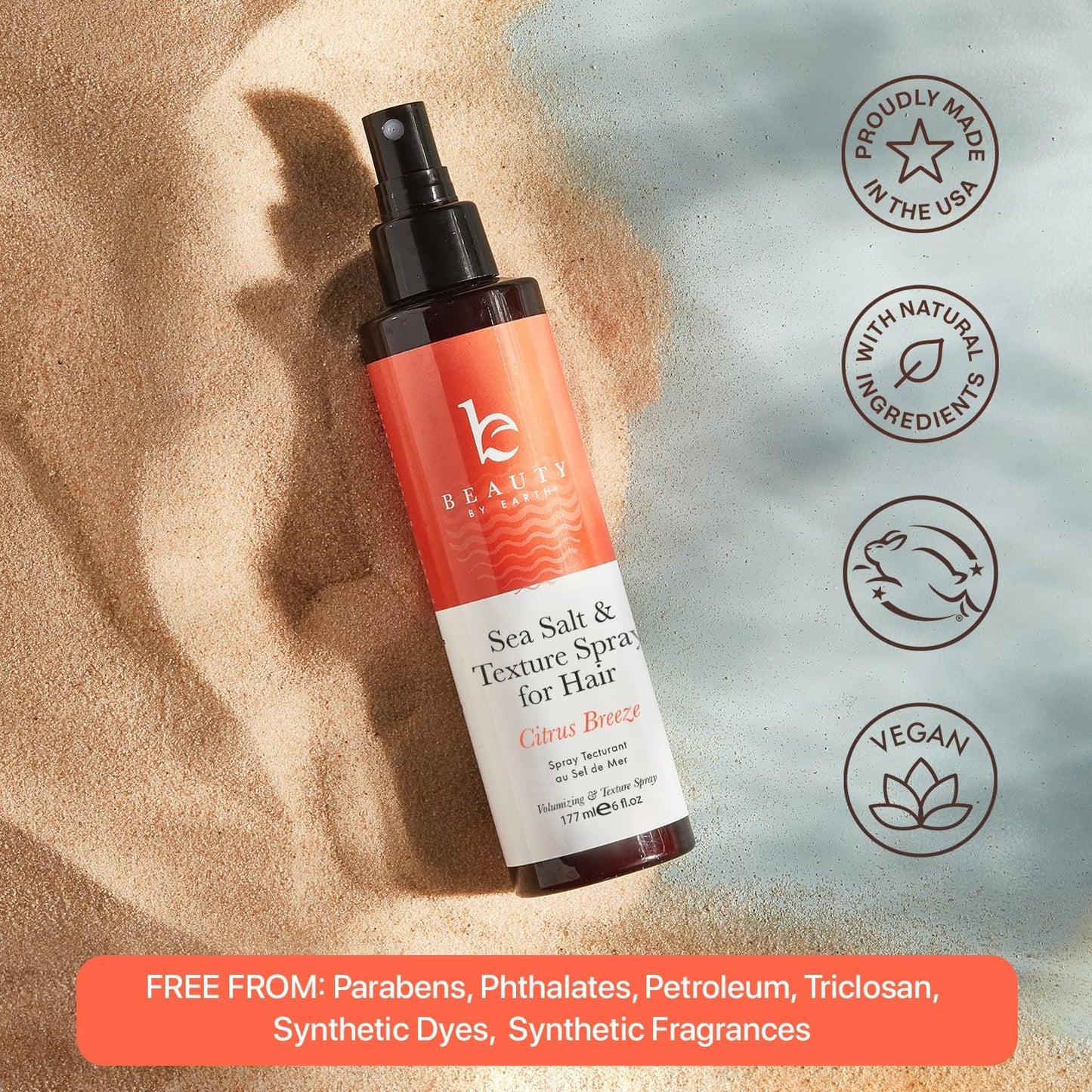 Sea Salt Spray for Beach Waves - Aloe-Infused Texture & Volume Spray for All Hair Types | 6oz, Ocean Waves Scent