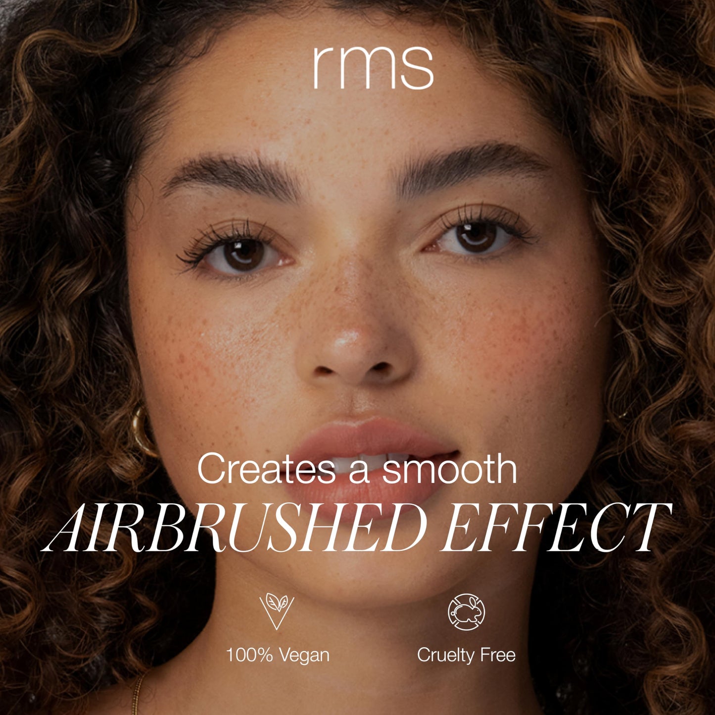 RMS Beauty Skin2Skin Fan Brush - Vegan Synthetic Highlighter Brush for Face & Body - Loose Powder Face Blender for Streak Free Blush & Bronzer