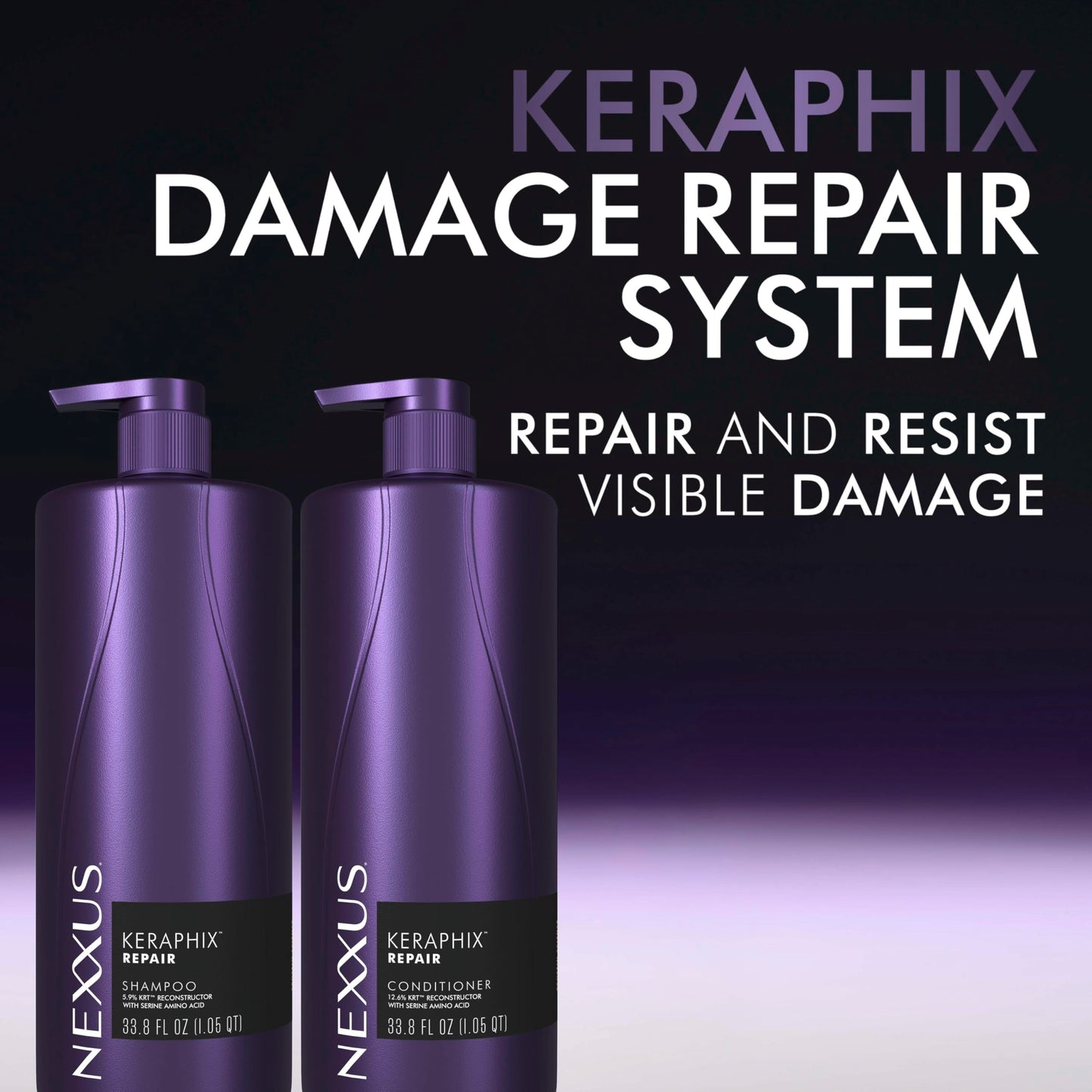 Nexxus KERAPHIX Shampoo for Damage Repair for Damaged Hair Powered by KRT Keratin Resistance Therapy with Liquid Crystal Amino Acids 33.8 Fl oz
