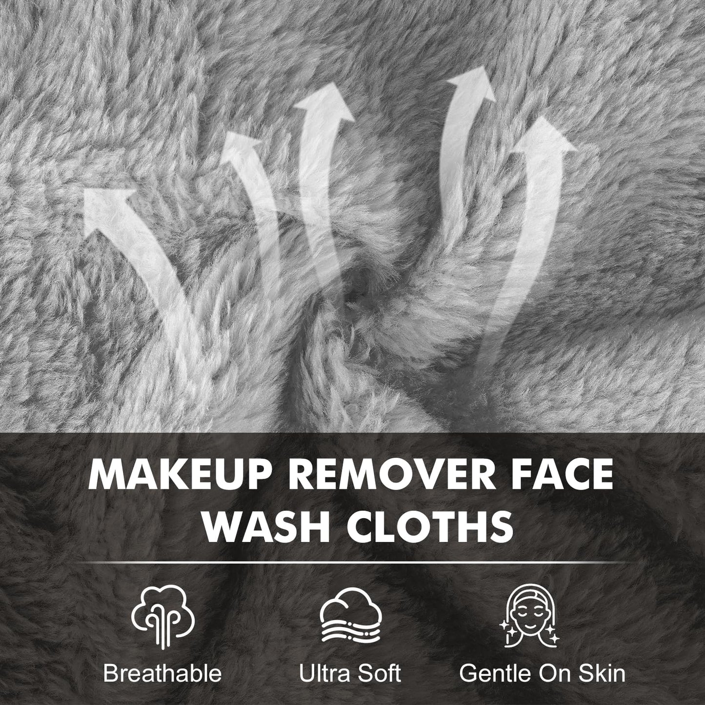 Reusable Makeup Remover Cloths 24 Pack, 6.5"x6.5" Super Soft Microfiber Face Towels for All Skin Types, Portable Cleansing Cloths Remove Makeup with Just Water