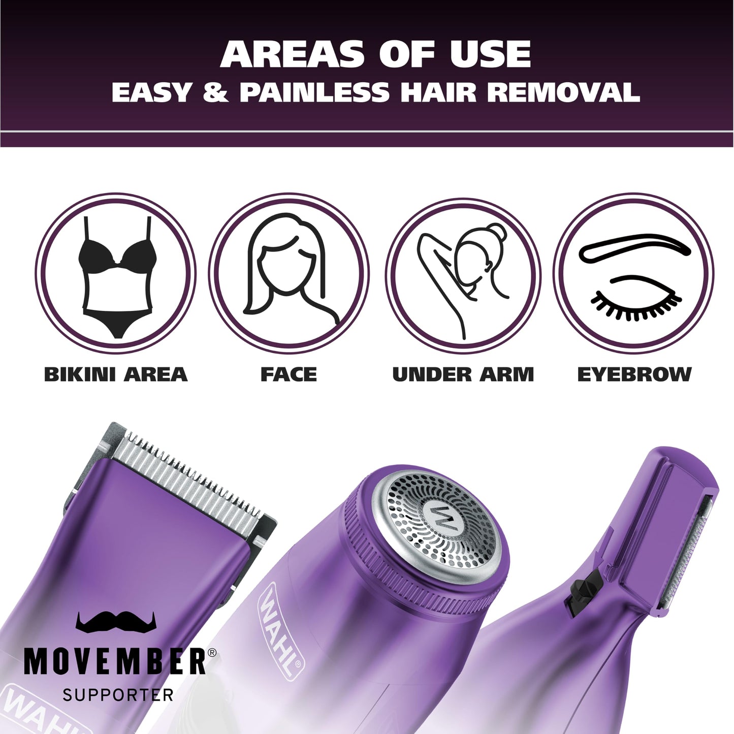 Wahl Pure Confidence Rechargeable Electric Trimmer, Shaver, & Detailer for Smooth Shaving & Trimming of The Face, Underarm, Eyebrows, & Bikini Areas – Model 9865-100