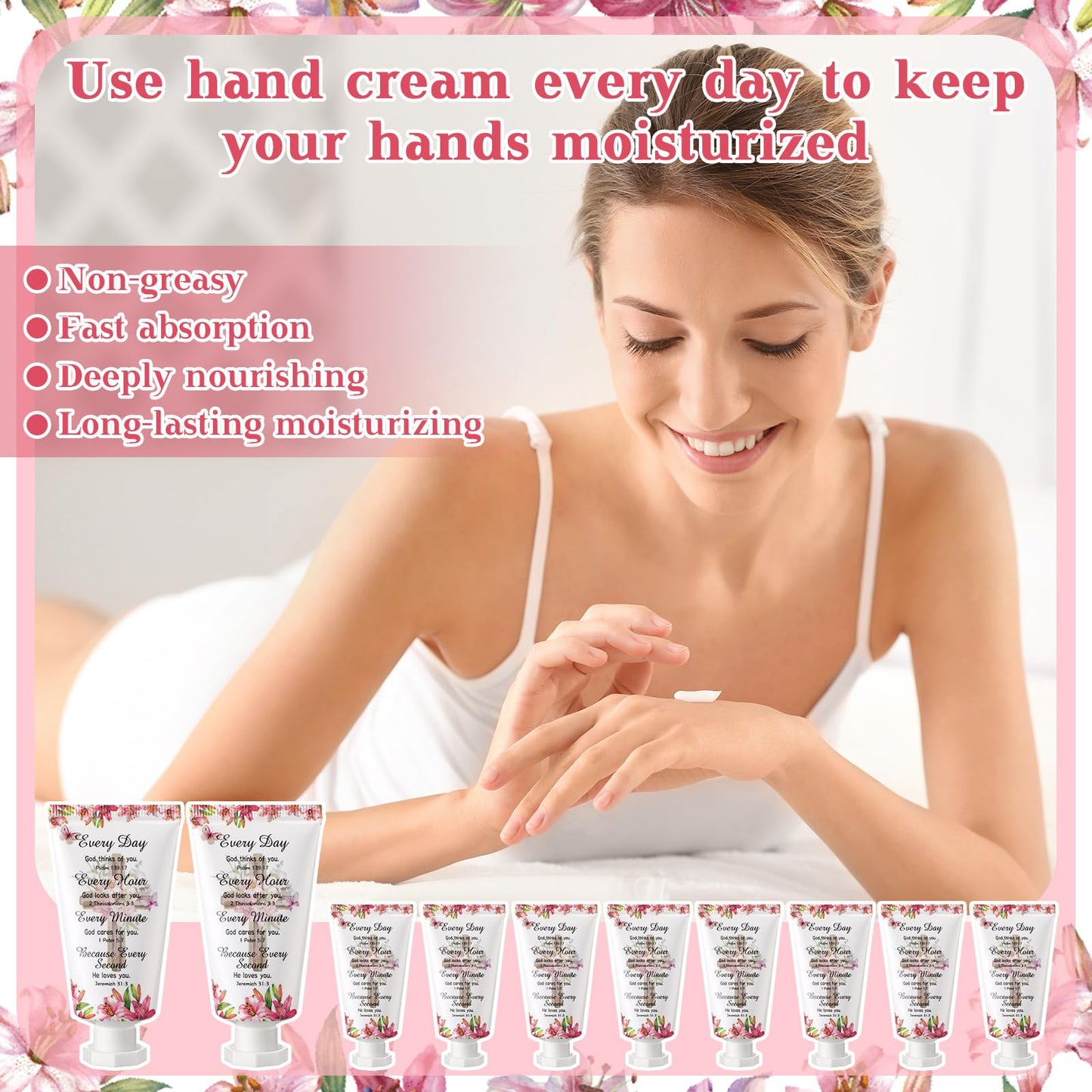 Heigble 50 Pack Christian Hand Lotion Bulk Gifts for Women Mother's Day Gifts Bible Mini Travel Hand Lotion for Women Church Appreciation(Fresh)