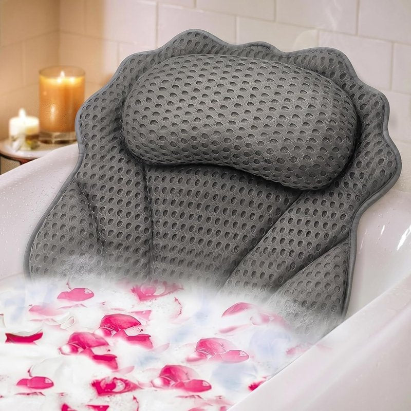 Ergonomic Bath Pillow - Luxury 4D Bathtub Support with 6 Suction Cups | Fits All Bathtubs