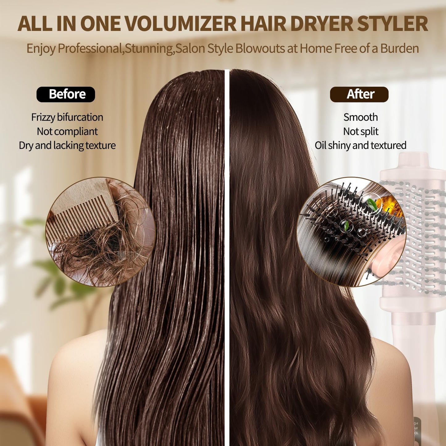 3-in-1 Hair Straightener Waves Curling Iron for Short & Long Hair Blow Out Dryer Brush Comb | Large Professional Salon Styling Tool Gift for Women,Men Hairstyles,Gift for Mom,Women,Lady