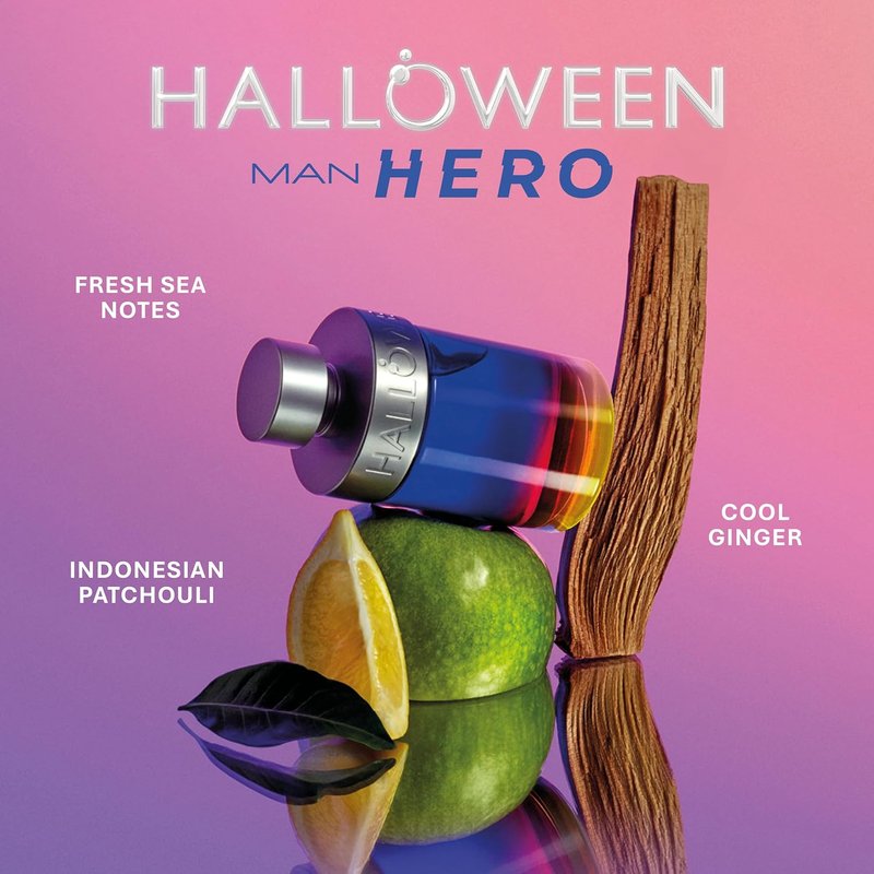 Halloween Man Hero Eau de Toilette for Men - Woody Aquatic Fragrance with Lemon & Lavandin | 4.2 Oz