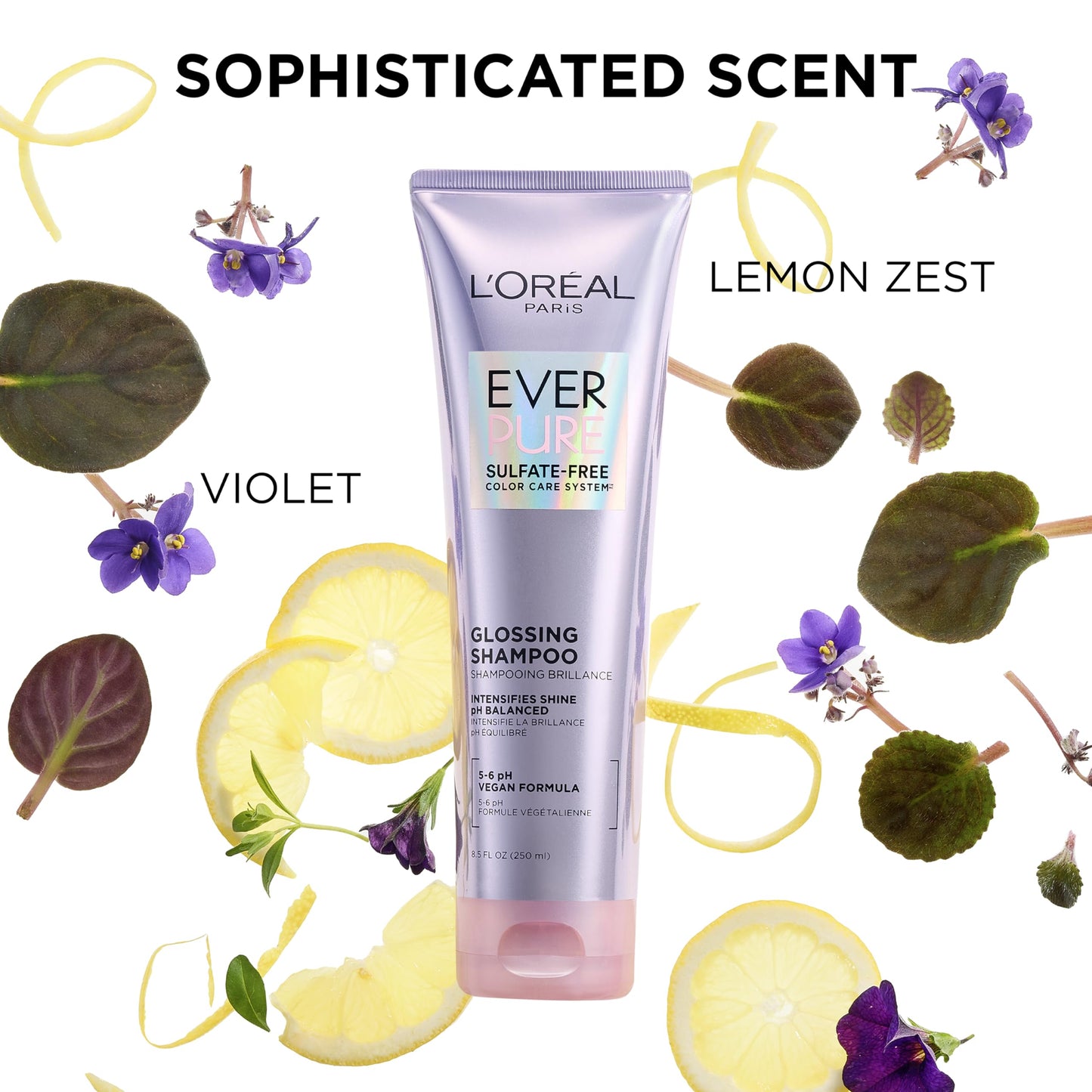 L'Oreal Paris Sulfate Free Glossing Conditioner, Intensifies Hair Shine & Smoothness, pH Balanced & Argan Oil Infused Vegan Hair Care, EverPure, 8.5 Fl Oz