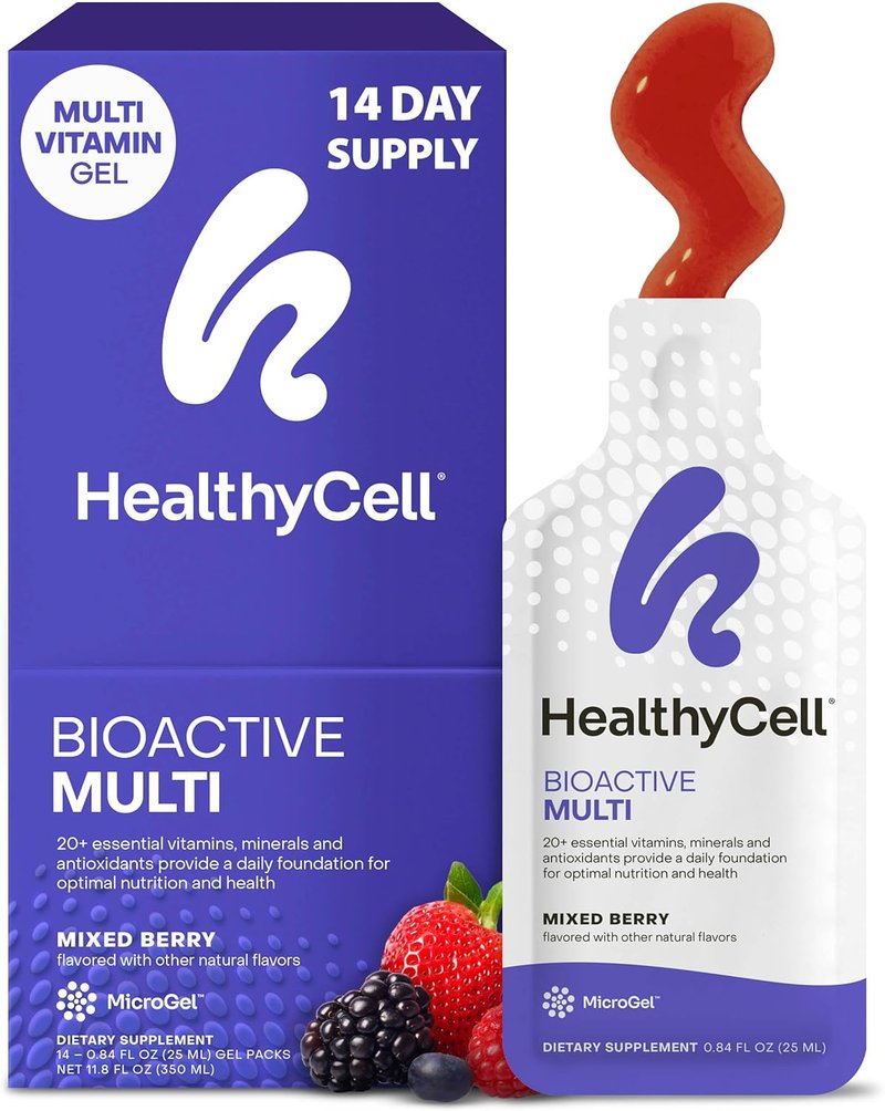 Bioactive Daily Liquid Multivitamin - 20+ Essential Vitamins & Antioxidants for Brain, Heart, Immune Support | 14 Gel Packs