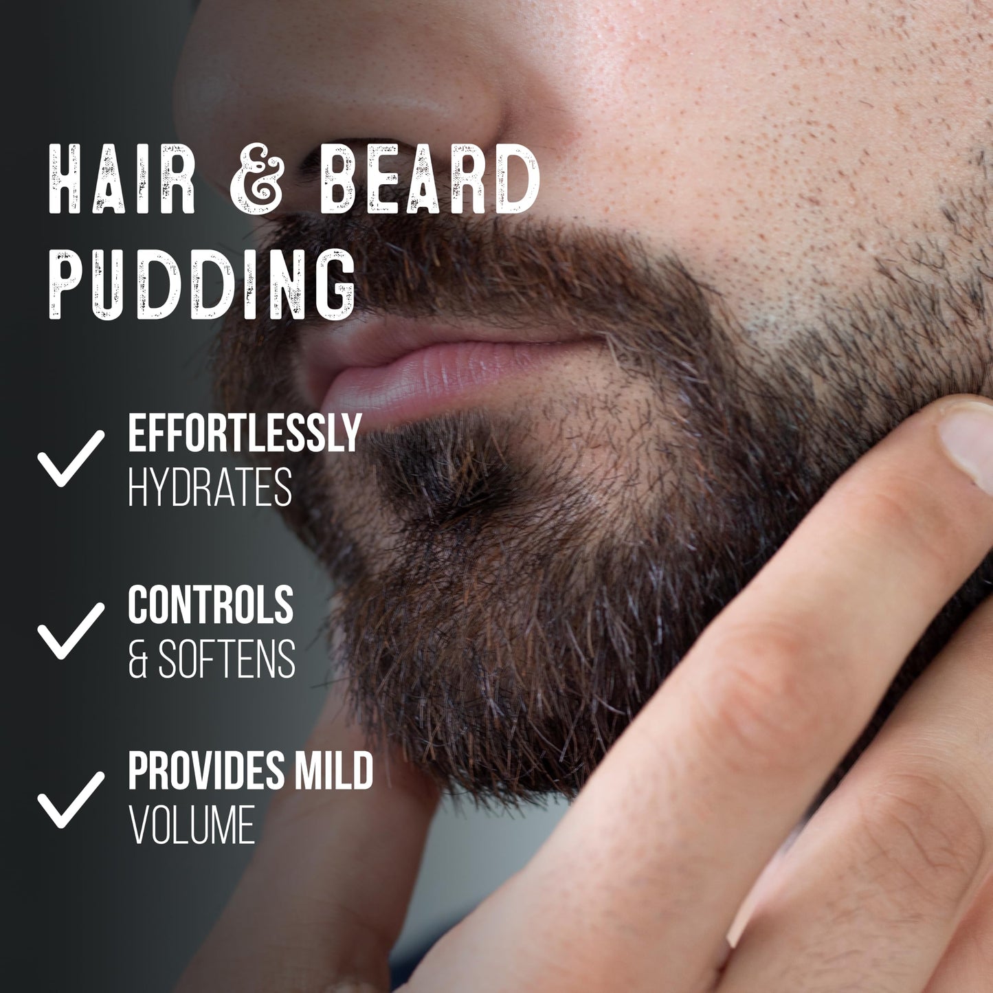GIBS Grooming Con Man Hair & Beard Pudding (8 oz) Men's Leave In Conditioner - Daily Moisturizer & Styling Aide - Lightweight - Sensitive Skin - All Hair Types – Castor Oil & Hibiscus - Made in USA